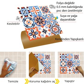 Resim Tink Kendinden Yapışkanlı Tezgah Arası Kaplama Meksika 019 Karma Desenli Pvc Karo 30X30 cm 56 Adet 5m2 