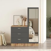 Resim Yurudesign Nancy Aynalı Şifonyer Gardırop Çam-Antrasit 
