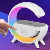 Resim Bluetooth Hoparlörlü Kablosuz Şarj Özellikli Masa Lambası Gece Lambası 
