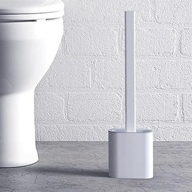 Resim 5DM-Duvara Monte Edilebilir Kapaklı Askılı Klozet Yumuşak Silikon Başlıklı Tuvalet Fırçası Seti 