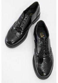 Resim Luvishoes Avra Siyah Rugan Hakiki Deri Kadın Oxford Ayakkabı Siyah-Rugan 