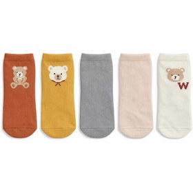 Resim SOLDE SOCKS Sevimli Ayıcık Desenli 5'li Bebek Çorap Seti - Renkli ve Yumuşak Tasarım 