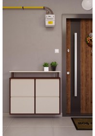 Resim Ceha Tablalı 4'lü Metal Ayakkabılık - Kahverengi Krem K.AYK-2.4 /J/P8317-P1013 