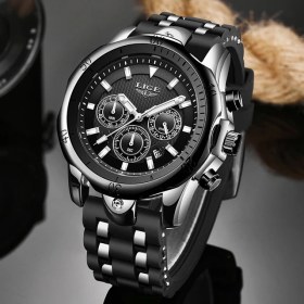 Resim Hanyang Gül Altın Siyah Lıge Moda Tarihi Kuvars Erkek Saatler Üst Marka Lüks Rahat Erkek Saat Chronograph Spor Erkek Kol Saati Relogio Masculino (Yurt Dışından) 