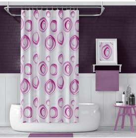 Resim Zethome Evdy Banyo Duş Perdesi 4954 Pembe Tek Kanat 1x110x200 Pembe 