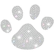 Resim Gaojunshop01 Parlak Köpek Patisi Renkli Kristal Oto Dekor 4 Adet Gümüş Aksesuar 