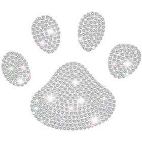 Resim Gaojunshop01 Parlak Köpek Patisi Renkli Kristal Oto Dekor 4 Adet Gümüş Aksesuar 