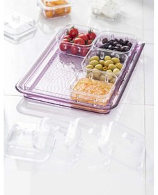 Resim Akrilik Mürdüm 6’lı Kapaklı Kahvaltılık Kahvaltı Seti & Saklama Kabı (Cam Değildir) Mürdüm 