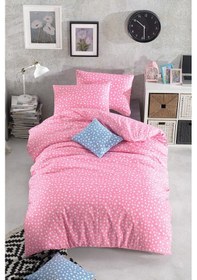 Resim Tek Kişilik Lastiksiz Pembe Yıldız Desenli Nevresim Takımı 