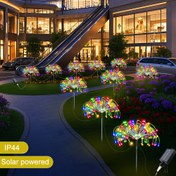 Resim 5'li/4'lü güneş enerjili ticari havai fişek ışıkları, 8 modlu, dış mekan Noel ışıkları, IP44, bahçe çimleri, alışveriş merkezleri, kafeler, danslar, ofis binaları ve tatil düğün dekorasyonları için mükemmel seçim, solar çim lambası 