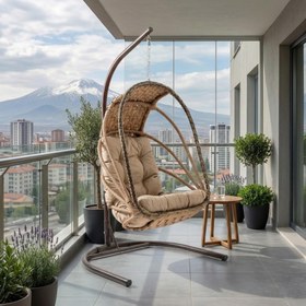 Resim Rehome Enez Tek Kişilik Rattan Bahçe Salıncağı | Açık Kahve 
