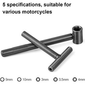 Resim Pazly Motor Ve Scooter İçin 9mm/10mm Altıgen, 3-4mm Kare Metal Anahtar Takımı Siyah Siyah 