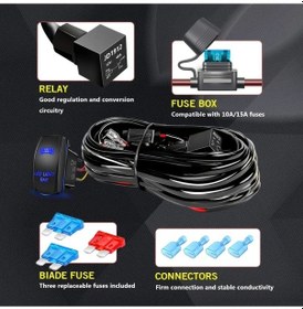 Resim Xuweiwei Ws2 Pvc Light Bar Wiring Harness Kit Rocker Switch 20awg 12v Relay Fuse Atv Suv 