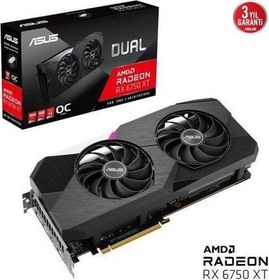 Resim Dual Radeon RX 6750 XT OC DUAL-RX6750XT-O12G 12GB GDDR6 192Bit DX12 Gaming (Oyuncu) Ekran Kartı Asus