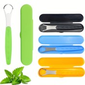 Resim 1/4 adet Çift Taraflı Dil Temizleyici, Taze Nefes ve Kötü Nefesi Azaltan Dil Kazıyıcı Paslanmaz Çelik Plastik Saplı Dil Kazıyıcı Ağız Temizleme Aracı, Saklama Kutusu ile 