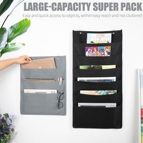 Resim Duvara monte edilebilen dosya düzenleyici, klasör/dosya depolama tutucu, gazete/dergi depolama çantası, çok fonksiyonlu çanta 