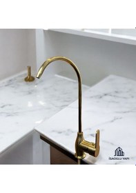 Resim İsaoğlu Yapı Mat Gold Arıtma Musluğu Mat Altın Pirinç Su Arıtma Armatür Gold 