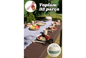 Resim Reoona Piknik Seti 32 Parça Piknik Seti - Silindir Çantalı | Kamp, Plaj, Bahçe, Doğa Yürüyüşü 