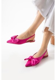 Resim Pabucmarketi Fuşya Saten Kadın Alçak Topuk Ayakkabı Çok Renkli 