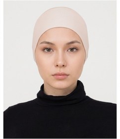 Resim Alivascarf Geçmeli Bone Önü Dikişsiz Kaymaz Lastikli Kadın Tesettür Pratik Geçme İç Bone Açık Bej 