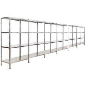 Resim Çelikrafburada 4 Katlı 6 Lı Bitişik Çelik Galvaniz Arşiv Rafı Depo Rafı Kiler Rafı 59x93x150 Dx51 Kalite Gümüş 