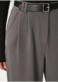 Resim Nevege Butik Kadin Likrali Kemerli Rahat Kesim Palazzo Pantolon-antrasit Antrasit 