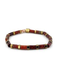Resim Solfera Terra Red Jasper Hematit Doğal Taş Erkek Bileklik J0245 Çok Renkli 