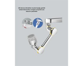 Resim MCM Group Lavabo ve Mutfaklar Için 1080 Derece Döner Musluk Başlığı - Pirinç Gövdeli 