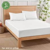 Resim 1 Adet Yazlık Serin Bambu Lifli Çarşaf, %30 bambu lif + %70 mikrofiber malzeme, 40 cm yüksekliğinde yumuşak ve konforlu serin çarşaf, tam sarma elastik bant tasarımı ile yatak için güvenli oturma, yazın sıcak uyuyanlar için ideal, yastık kılıfsız yatak dekorasyonu 