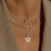 Resim Bir Moda ve Basit Hollow-Out Pentagram Kolye, Katmanlı Giyim, Bayanlar için Tatil Partileri, Tarihler, Hediyeler ve Günlük Eşleştirme için Uygun, Bayram, Ramazan için Hediye 