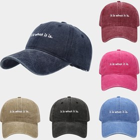 Resim "Olduğu Gibi" İşlemeli Beyzbol Şapkası, %100 Pamuk Yıkanmış Kumaş, Ayarlanabilir Güneş Şapkası, Tüm Mevsimler İçin, Unisex Rahat Açık Hava Şapkası, Hafif, Dokuma, Alfabe Desenli, Kuru Temizleme - Siyah 