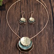 Resim 1 Çift Küpe + 1 Kolye Boho Tarzı Takı Seti Retro Tabak Tasarımı Çoklu Renklerden Seçim Yapın Günlük Kıyafetlerinizle Uyumlu 
