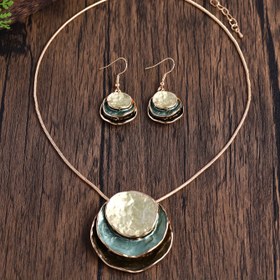 Resim 1 Çift Küpe + 1 Kolye Boho Tarzı Takı Seti Retro Tabak Tasarımı Çoklu Renklerden Seçim Yapın Günlük Kıyafetlerinizle Uyumlu 