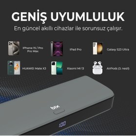 Resim Bix PB203 20000MAH USB ve Type-C Pd 20W Çift Çıkışlı Dijital Ekranlı Powerbank Gri 