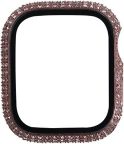 Resim Elfia Apple Watch 7 41mm ile Uyumlu Ekran Koruyucu Darbe Korumalı Taşlı Kasa Koruma, Gard24 Rose Gold 