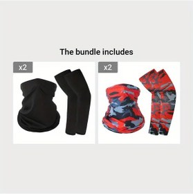 Resim Globalbloom 2 Parça Kol Bandanası Maske Çorap Motosiklet Balıkçılık Spor Seti Kamuflaj Desen 