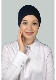 Resim Altobeh Hazır Pratik Geçmeli Uzun Boru Tesettür Bonesi - Lacivert 