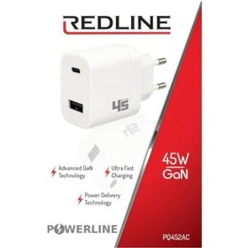 Resim Redline 45w Gan Type-c + Usb-a Hizli Sarj Adaptörü 