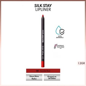 Resim Note Silk Stay Lipliner Suya Dayanıklı İpeksi Dudak Kalemi 08 Scarlet Red 