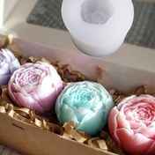 Resim 1 adet 3D Şakayık Çiçeği Silikon Kalıp - El Yapımı Dekorasyonlar ve Hediyeler için Yuvarlak Çiçek Sanatı Kalıbı Beyaz, Pembe, Mavi & Mor, Mum Kalıpları Silikon 