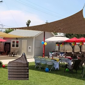 Resim Kahverengi Balkon Gizlilik Hasırı, Güvenlik Ekranı ve Dış Mekan İzolasyon ile Teras Gölge Koruma 