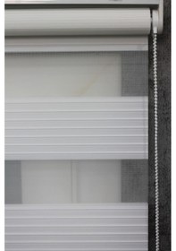 Resim Ekru Geniş Plise Etek Dilimli Zebra Stor Güneşlik Perde 