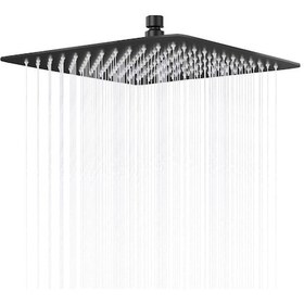 Resim Fause Tepe Duş Başlığı Kare Slim 304 Metal 20 X 20 Cm Siyah Ktd101-B Siyah 