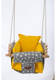 Resim Ahşap Salıncak Bebek ve Çocuk Salıncağı Hamak 42 x 42 x 26 CM 