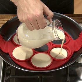 Resim 1 Adet Silikon Yapışmaz Pankek & Yumurta Yapıcı - 4'üncü Kuplu Yuvarlak Pişirme Aracı, Kolay Pişirme & Kızartma, Kırmızı, Mutfak Gerekliliği, Mini Pankek Yapıcı 
