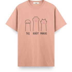 Resim Taş Kağıt Makas - Regular Tshirt - Somon / 5 XL / Regular 