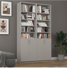 Resim Asra Trend %100 MDFLAM Kül Gri Kapaklı Kitaplık K-41 