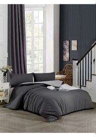 Resim Ely Parker Kolay Ütü 180x200 Çift Kişilik Nevresim Takımı(Gri Lastikli Çarşaf+Yorgan Kılıfı+Y. Kılıfı) Antrasit 180 x 200 Antrasit 