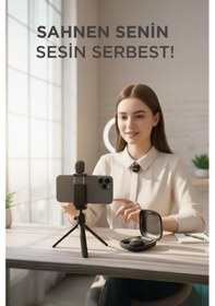 Resim 02 Siyah Aı Destekli Anc Gürültü Önleyici Şarj Kutulu Kablosuz Yaka Mikrofonu 