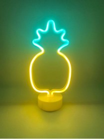 Resim BB Store Ananas Neon Led Işıklı Usb'li Gece Lambası Pilli Neon Led Işıklı Masa Lambası Dekoratif Aydınlatma 